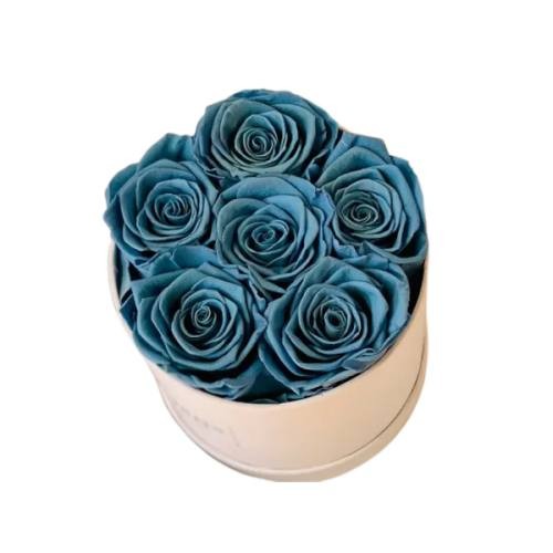 6 roses in round box