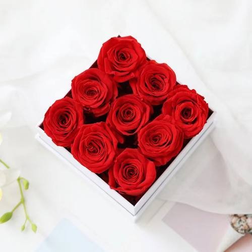 9 roses in square box