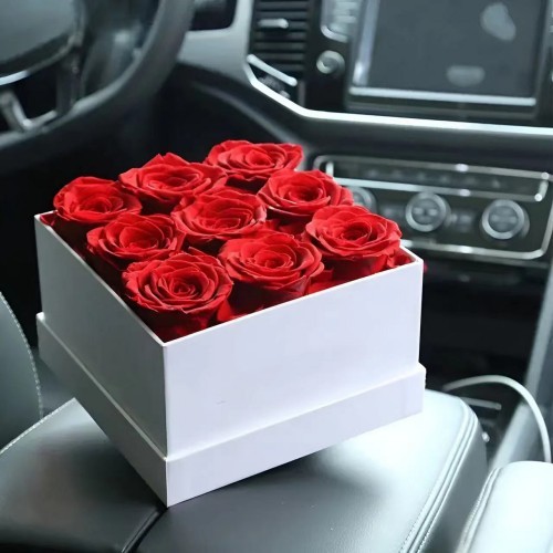 9 roses in square box