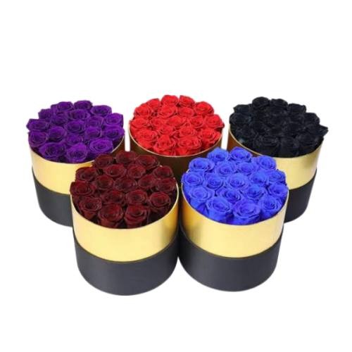 forever rose with gold round box