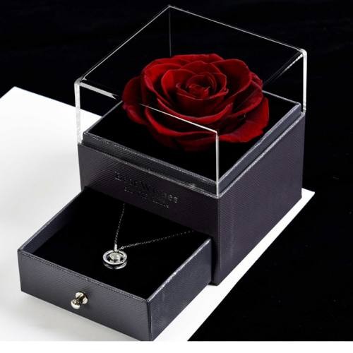gold rose in the acrylic box 