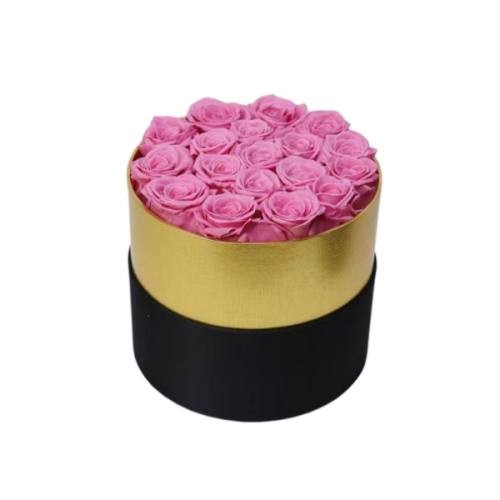 preserved rose with gold round box