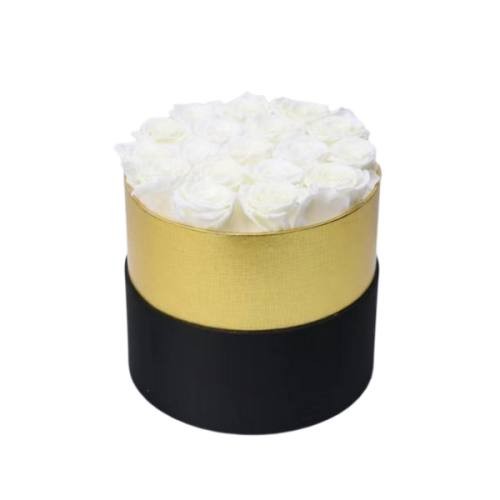 preserved rose with gold round box