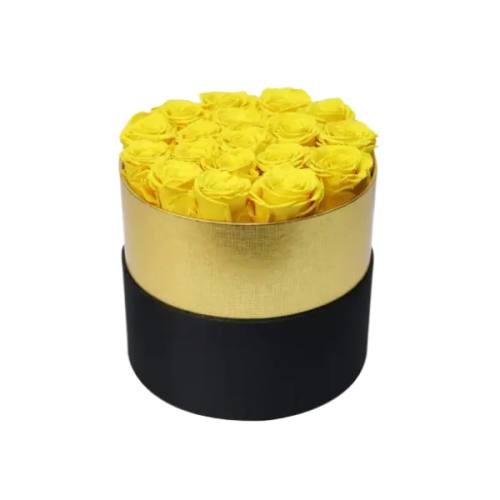 preserved rose with gold round box