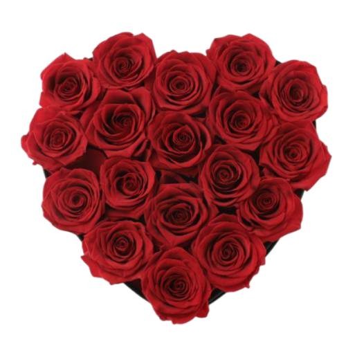 preserved rose with heart shape box