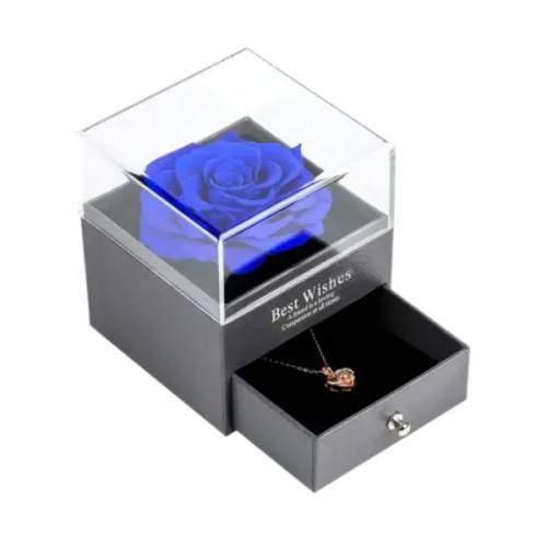single rose in the acrylic box 